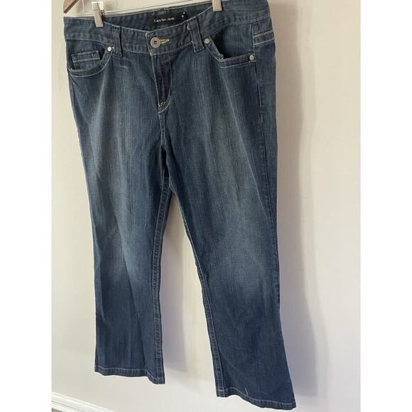 Calvin Klein Jeans Womens 16 Blue Modern Flared Low Rise Medium Wash 36x32 - Picture 3 of 15